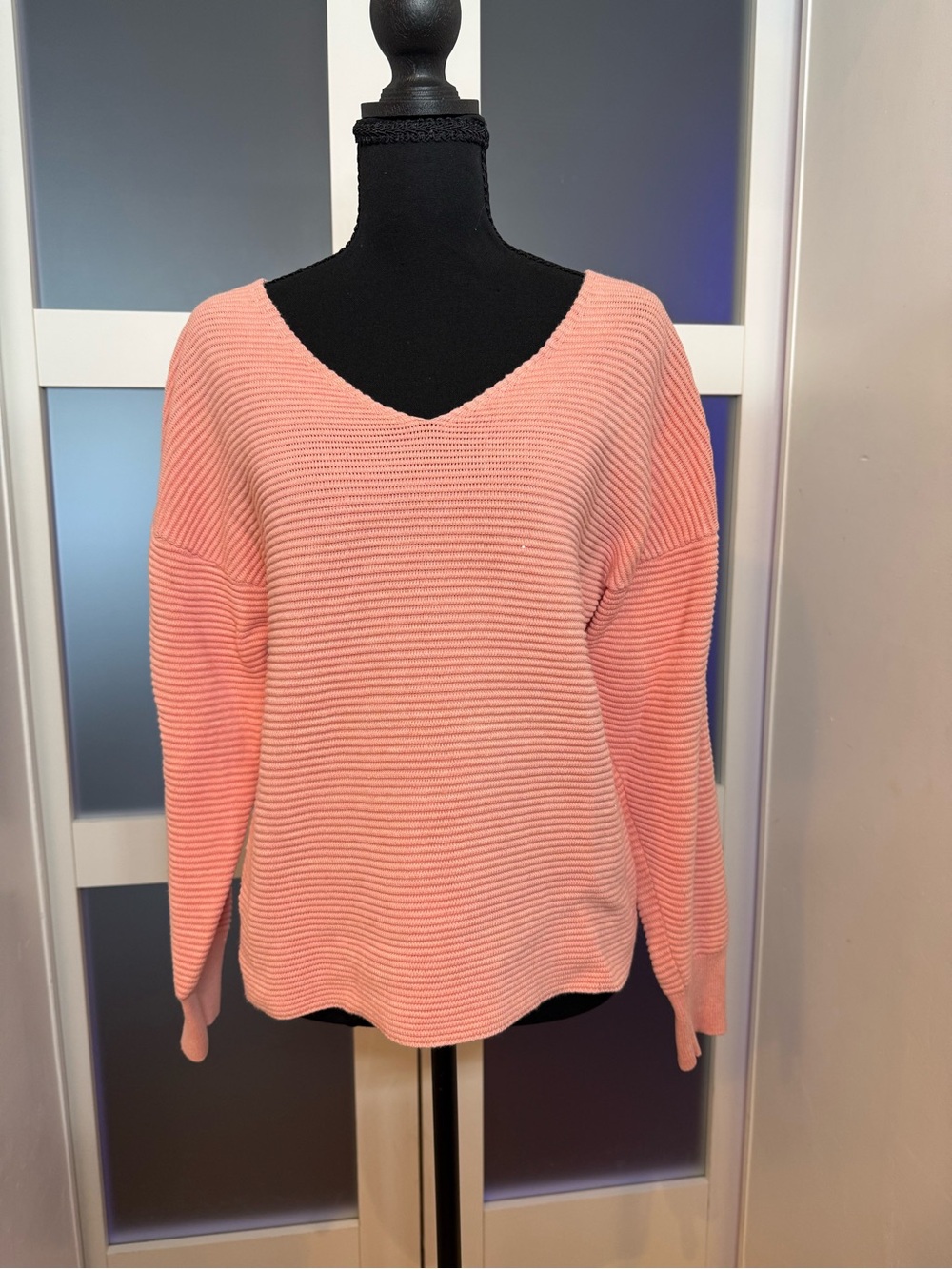 Tommy Bahama Women's Bonita Sequin Ottoman V-Neck Coral Sweater , Size Medium
